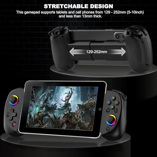 Image of BSP D8 Mobile Wireless Gaming Controller Gamepad for iPad /Tablet[Within 5-10 inch] with RGB Hall Effect Joystick /Turbo /6-Axis Gyro /Vibration /Support Streaming /Cloud Gaming for iPhone /Android /PC /Switch /PS4