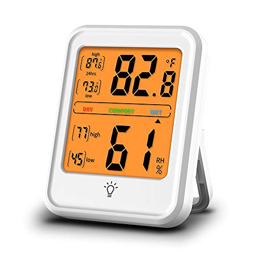 CestMall Termómetro Higrómetro de Interior para Casa Ambiente Medidor de Temperatura y Humedad Digital Termohigrómetro Profesional con Pantalla Táctil y Retroiluminación
