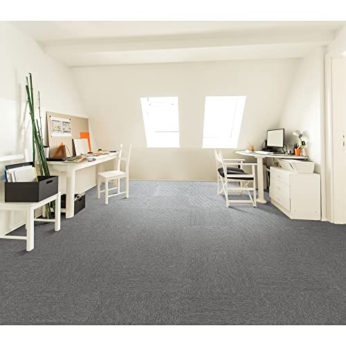 Image of Mohawk Basics 24 inch x 24 inch Berber (Loop pile), 0.07 inch Pile Height, Carpet Tile, PET Fiber, Iron Color, (24 Tiles), (96 sqft /carton)