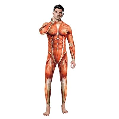 Urmycos Enterizo de cosplay con estampado muscular 3D para hombre, disfraz de Halloween, traje sexy, Textura muscular, S | Ya disponible en tu tienda friki favorita! En mundofriki.es!