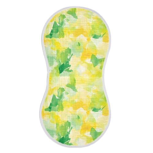 Abstract Watercolor Lemon Yellow Light Green Cotton Baby Burp Cloths Easy Care Baby spit up Rags for Gender Neutral Set of 2, 22x11in2