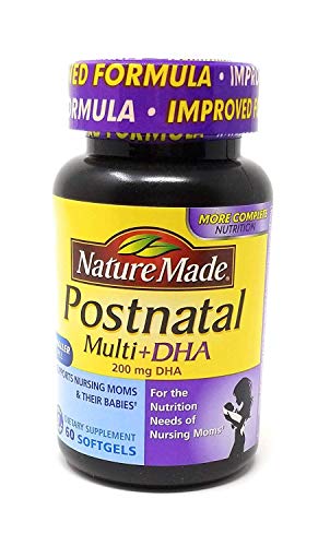 Nature Made Postnatal Multi-Vitamin Plus DHA Softgels, 60 Count (Pack of 2)