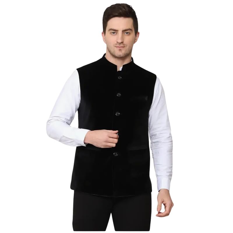 j a h a a n c h o i c e Men's Solid Velvet Nehru Jacket-picture-49