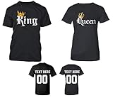 King Queen Color Pattern Customized Text Name Design Couple T Shirt Size Men L Women M