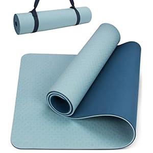 Yogamat, antislip met draagriem, 8 mm extra dikke yogamat, TPE-vrij van schadelijke stoffen, sportmat voor thuis of buiten, fitnessmat voor yoga, pilates, workout, gymnastiekmat, dubbelzijdig