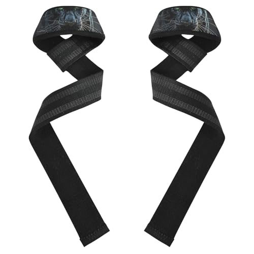 Nander Fierce Black Panther Wrist Straps for Weightlifting,Lifting Straps with Neoprene Cushioned Wrist Padded and Anti-Skid Silicone for Strength Training,Bodybuilding,Deadlifting