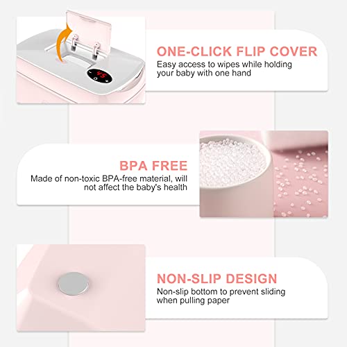 Baby Wipe Warmer : Pink Portable Wipe Dispenser With Top Heating System, Led Display For Accurate Temperature Setting, Diaper Wipe Warmer - Keeps Wipes Warm And Moist For Babies #TOP6