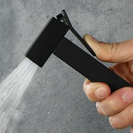 Aquieen Health Faucet Set Black with 1 Mtr Shower Tube & Wall Hook Kubix