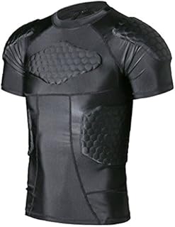 TUOY Men's Padded Compression Shirt Protective Shirt Rib Chest Protector for Football Paintball Baseball