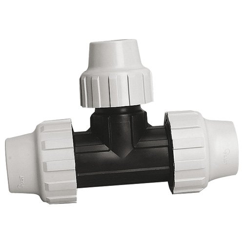 SOMATHERM FOR YOU ///3723-25-20L Plastic Reduced Tee for PE Tube D25-20-25-External Clamping, Grey