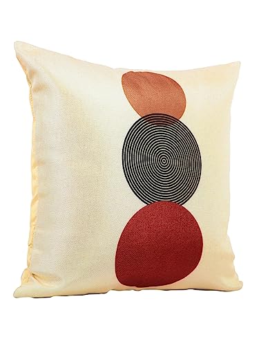Image of ROMEE Designer Geometric Printed Cushion Covers 16 inch x 16 inch Set of 5 | Decorative Square Jute Throw Pillow /Cushion Cover for Living Room, Sofa, Couch, Bedroom (Beige)