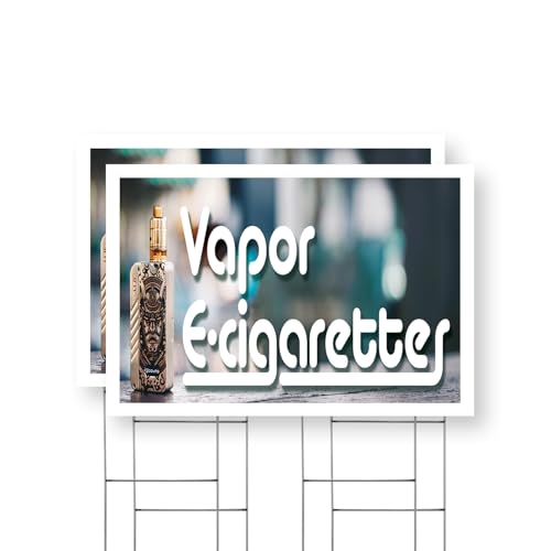 Vapor E Cigarettes Yard Sign 2 Pack of 24 Inch x 36 Inch Single Sided Weatherproof Heavy-Duty Plastic with Stake | Modern Smoking Alternatives, Herbal Products, Professional Display | Made in USA