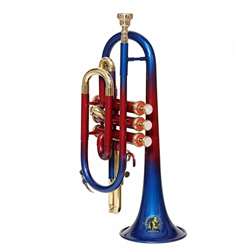 Sound SAGA Cornet 3 valves BB Pitch de qualité supérieure avec embout buccal et étui de transport Bleu multicolore Cover