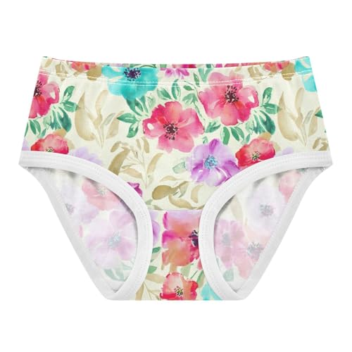 Joisal Spring Watercolor Flowers Panties Little Girl Girls Underwear Toddler Cotton Fun Print Underpants Briefs 2t