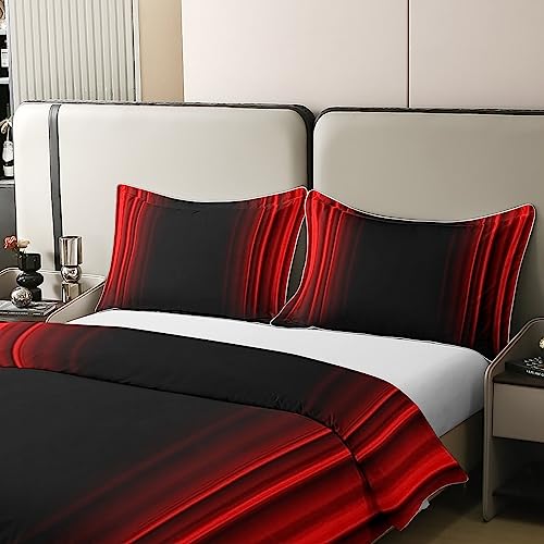 Loussiesd Abstract Ombre 100% Cotton Duvet Cover Kids Red and Black Bedding 100% Cotton Set Room Decor 3Pcs King Size Zipper - Image 4