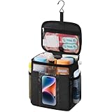 Lifewit Mesh Shower Caddy Bag Portable, Quick Dry Hanging Bathroom Organizer with PVC Phone Bag, College Dorm Room Essentials for Travel, Gym, Camping, Toiletry Tote for Women Men, Medium, Black