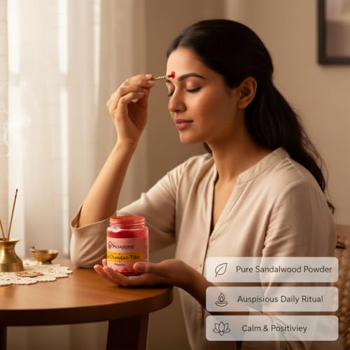 Image of Lal Chandan Powder- 100 Gram for Tika | Chandan Powder for Religious Pooja and Tilak | Natural and Pure Sandalwood for Mandir, Aarti & Ritual Use