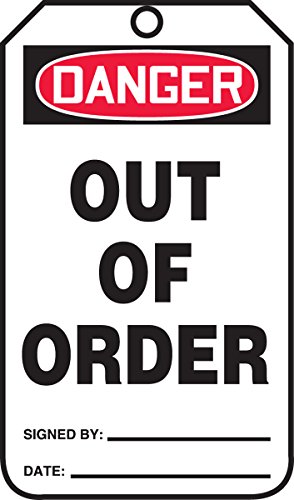 Tag de sécurité Danger Out of Order Accuform MDT231PTP en plastique RP (pack de 25)