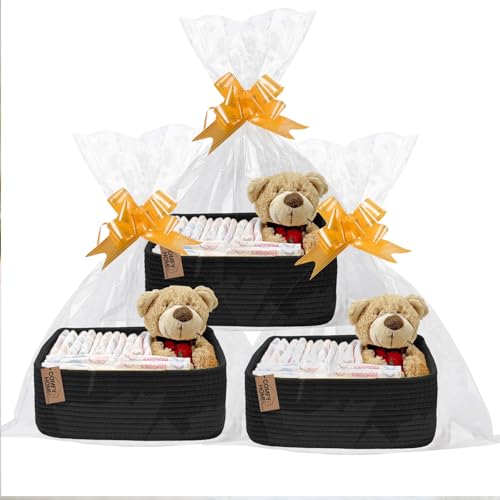 Image of COMFY HOMI 11.5 inchx7.5 inchx4.7 inch Storage Baskets for Organizing | Cotton Rope Woven Basket | Toy Storage Bin Box | Basket for Shelves, Closet Organizer Bin, Decorative Closet Shelf, 3 Pack,