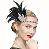 IYOU Serre-tête de Gatsby le Magnifique Bandeau Flapper Cristal Noir Accessoires de cheveux de Mariée à Plumes pour Femmes de Mariage #1