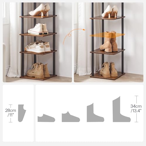 Meuble à chaussures marron rustique et noir, étagère 10 niveaux industrielle - 7