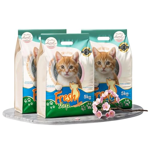 Image of Fresh Step Dream Flower Scented Cat Litter - 5kg | Ultra Absorbent, Quick Clumping, Odor Control, Dust-Free Formula for Cats (Pack of 3)