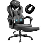 Gaming Chair PRO, Ergonomic Gaming Chairs for Adults Heavy People, Massage Reclining Office Desk Computer Chair with Footrest and Lumbar Support, Big Tall Mesh Gamer Chair with Cushion (Black)