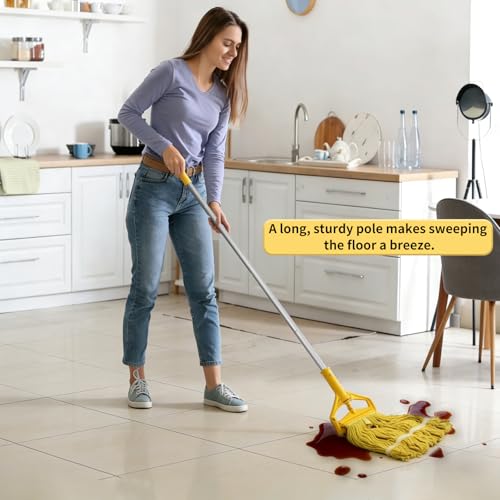 Image of 60 Inch Industrial Mop Handle Commercial mop Handle Heavy Duty Industrial mop Bucket mop Handles Heavy Duty Commercial mop Head Replacement and Handles mop Stick Replacement Mop Stick