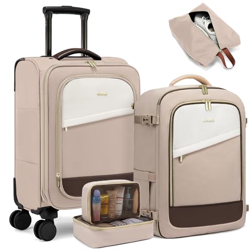 LOVEVOOK 5 Pcs Carry On Luggage 22x14x9 Airline Approved with 40L Laptop Travel Backpack, 20 Inch Carry On Suitcases with Wheels, Rolling Suitcase for Women Men, with TSA Lock Weekender Luggage
