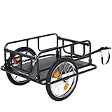 ABORON Foldable Bike Cargo Trailer – 176 lbs Load Capacity, 16×2.125″ Wheels, Quick-Attach Pin Release, Anti-Rust Steel Frame with Reflector
