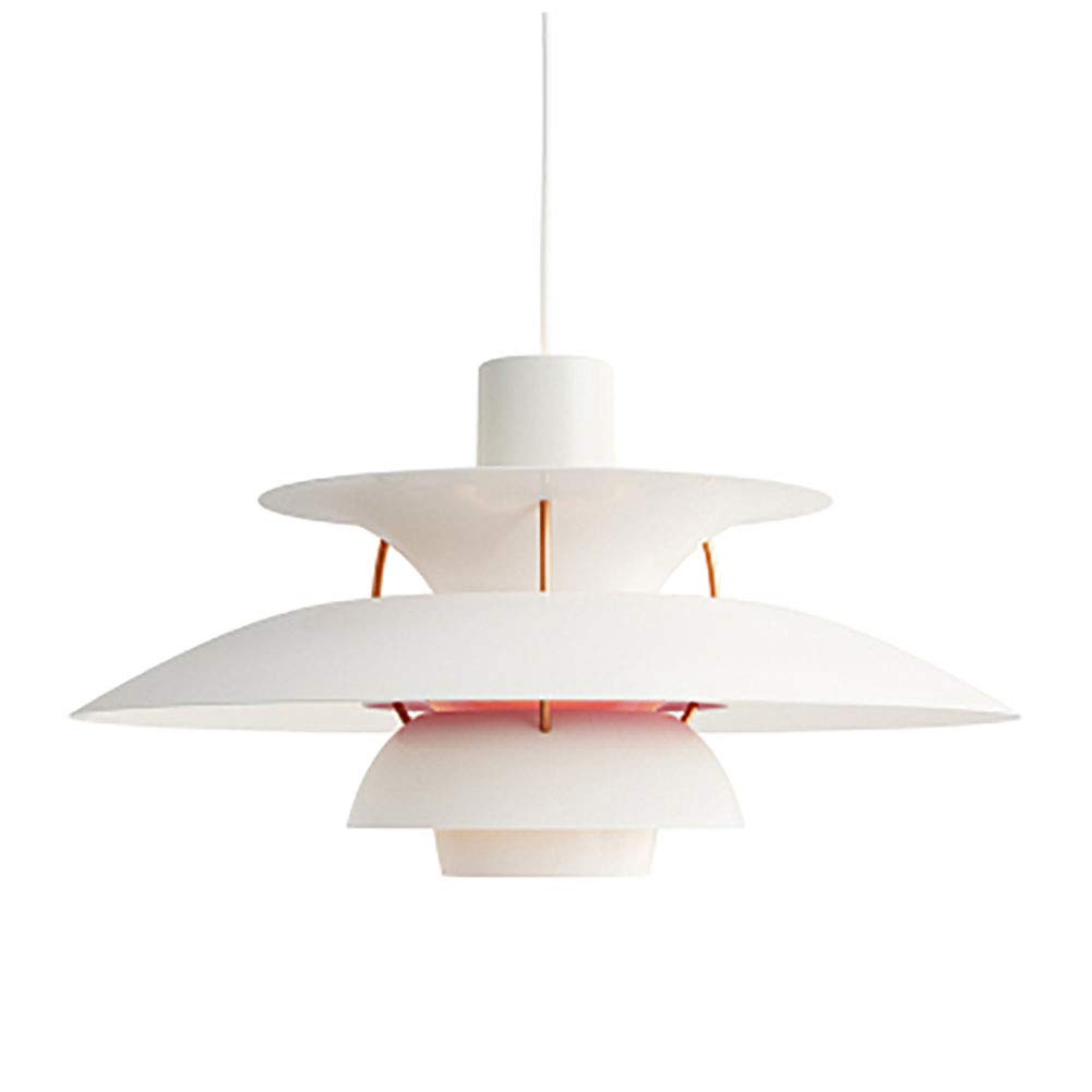KXEcoLife Nordic Design Chandelier for Restaurant, Bar & Café - Simple Button Style, Layered Aluminum, 50cm, Elegant White Pink Lighting Fixture