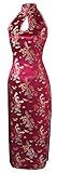 cop copine robe ceremonie  7Fairy Femmes Bourgogne Dos Nu Chic Chinois Robe Longue Dragon Licou Taille FR 40