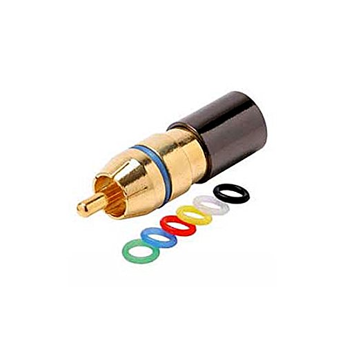 NAC Wire and Cables Conector de compresión Quad Shield RG6 con 6 bandas codificadas por colores chapado en oro Permaseal II RG-6 hembra a RCA Macho,