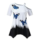 Lilygodx Camisetas Mujer Originales Baratas Manga Corta Cuello Redondo Mariposa Tinte Camisetas Tie Dye Sexy Estilo Privado Moda Personalizado Tops Blusa T-Shirt Fashion Style (Negro, M)