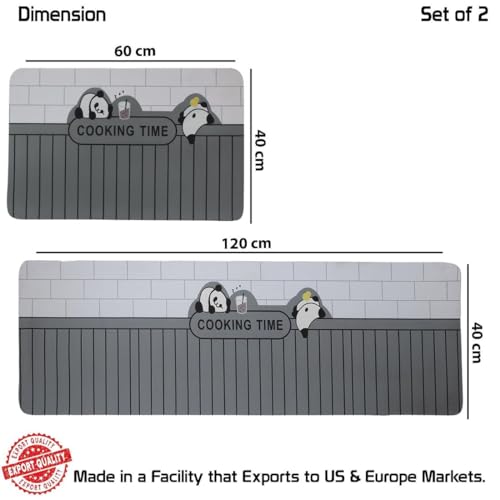 Image of Kitchen Anti Slip Mat for Floor, Waterproof Washable Kitchen Mats, Non Slip Kitchen Floor Mats for Home, Soft Mats for Kitchen, Kitchen Mats for Floor Anti Slip (Rabbit Cooking TIME MAT)