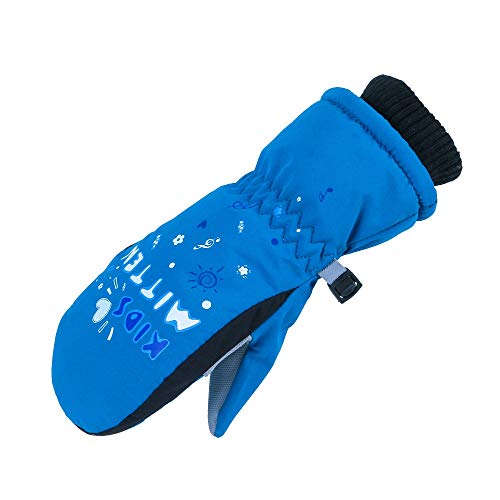 Guantes de esquí para niños impermeables térmicos de invierno azul talla S 2