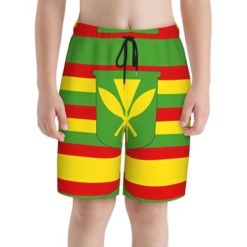 Native Hawaiian Flag Youth Beach Pants, Soft and Breathable, with Drawstring Waist, Suitable for Sports and Leisure.3