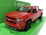 chevrolet silverado kaufen schweiz Maßstab: 1:24 Welly Chevrolet Silverado Pick Up 2017 rot Modellauto 1:24