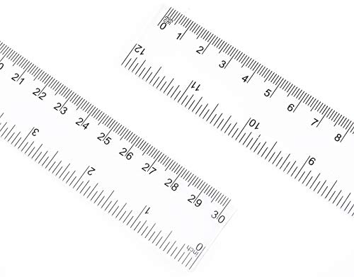 image for Lawei 50 Pack Clear Plastic Ruler - 12 Inch Straight Ruler Flexible Ru