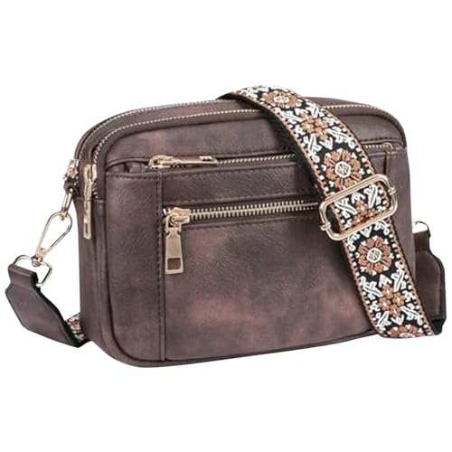 Sac à bandoulière femme multi-poches rouge Langrents : sac organisateur pratique et léger