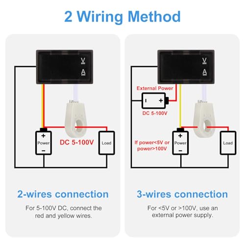 Volt ampèremètre DC 100A avec capteur effet Hall pour mesure sans contact