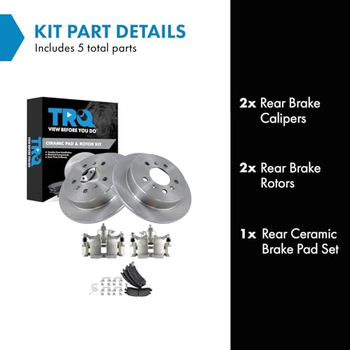 Image of TRQ Rear Brake Pad and Rotor Set Ceramic Solid Rotors Calipers | For 2008-2009 Buick LaCrosse 2006-2010 Chevrolet Impala 2006-2007 Monte Carlo