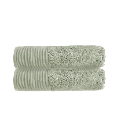 Allure Pack of 2 Bamboo Bath Towels 70 x 125cm – Luxury Super Soft Hypo-Allergenic Plush 550GSM Pair of Bathroom Towels (Sage Green)