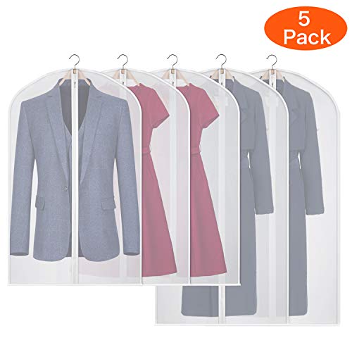 Kntiwiwo Clear Garment Bags Suit Bag for Storage 40/50 inch Hanging Dress Cover