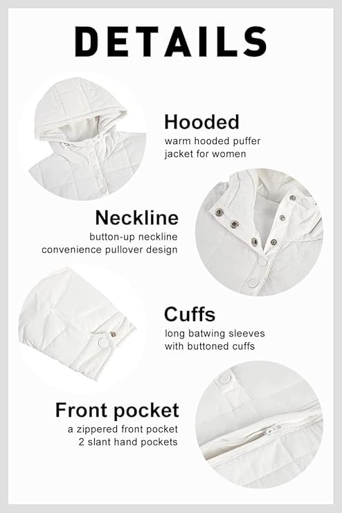 Women's Oversized Pullover Puffer Jacket Lightweight Padded Quilted Jackets with Pockets Puffy Fall Winter Coats4