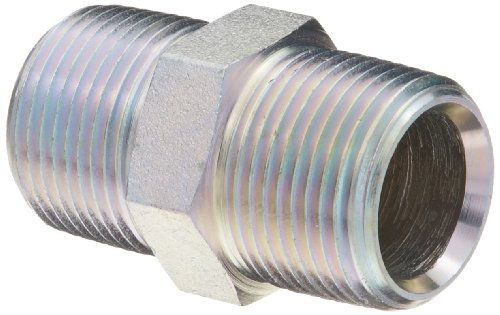 Dixon 5404-12 Zinc Plated Steel Hydraulic Pipe Fitting, Hex Nipple, 3/4"-14 NPT Male
