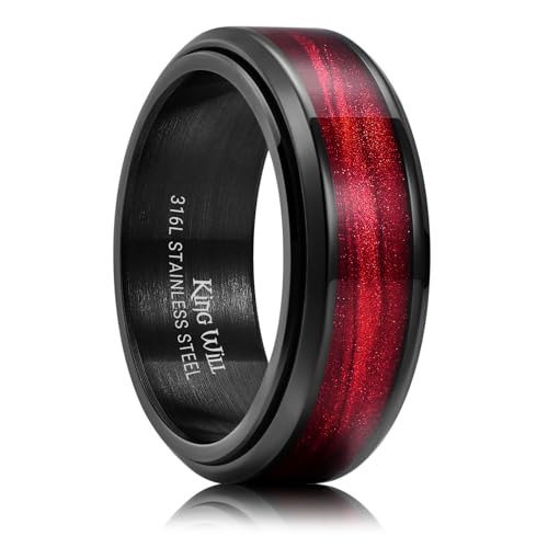 Bague anti-anxiété pour homme en acier inoxydable noir 8 mm