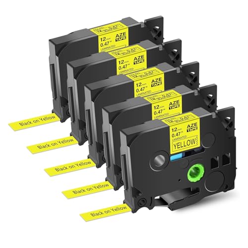 5�p�b�N �}���`�J���[ 12mm ���x���e�[�v B-other Tze 231 431 531 631 731 �݊� ���~�l�[�g���H �v�����^�[ PTD410 PTD460BT ?(5PK Black on Yellow)