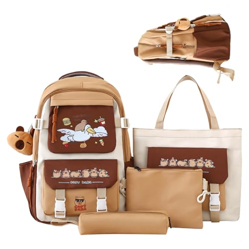 Generisch Accesorios | Linda mochila escolar de gran volumen, juego de mochila escolar de dibujos animados, para niñas, estudiantes, hogar, aula, viajes, compras al aire libre, camping, cumpleaños, c