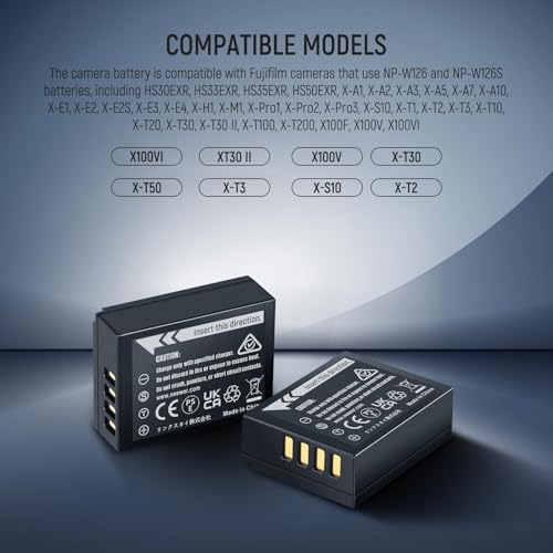 NEEWER NP-W126/NP-W126s 2 stuks vervangende acculader met dubbele oplader en USB C-kabel, 1140 mAh, compatibel met Fuji X100VI, X-T30 II, X-S10, X-T200, X100F, X100V, X-A5, X-T50,